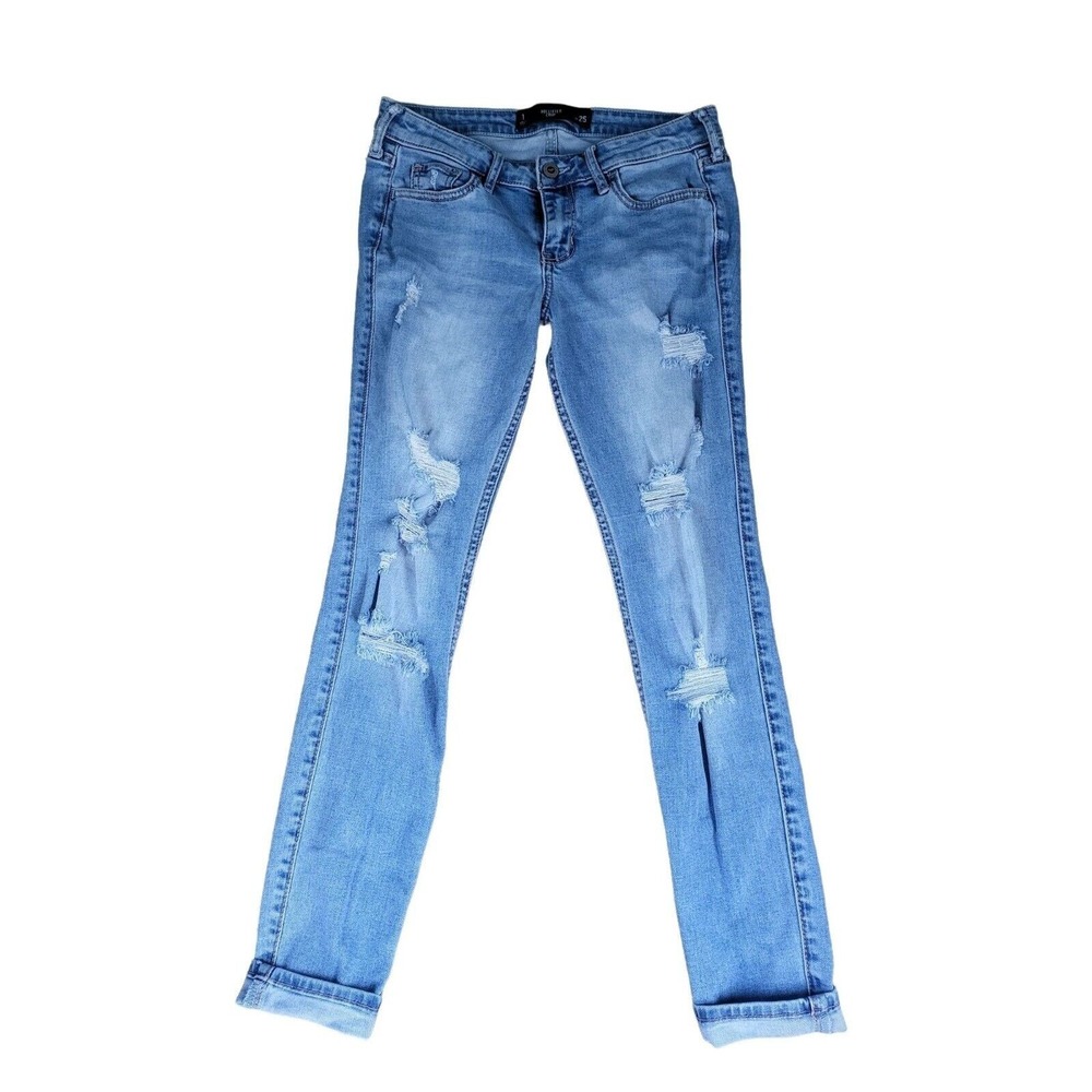 Hollister Jeans 1 Womens/Juniors Crop Low Rise Skinny Leg Cuffed Distressed